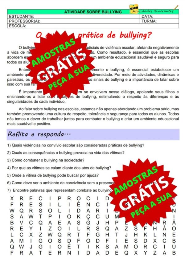 Atividade Bullying- Ensino Religioso