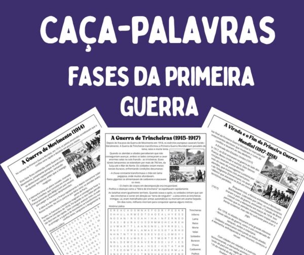 Caça-palavras Fases da Primeira Guerra Mundial