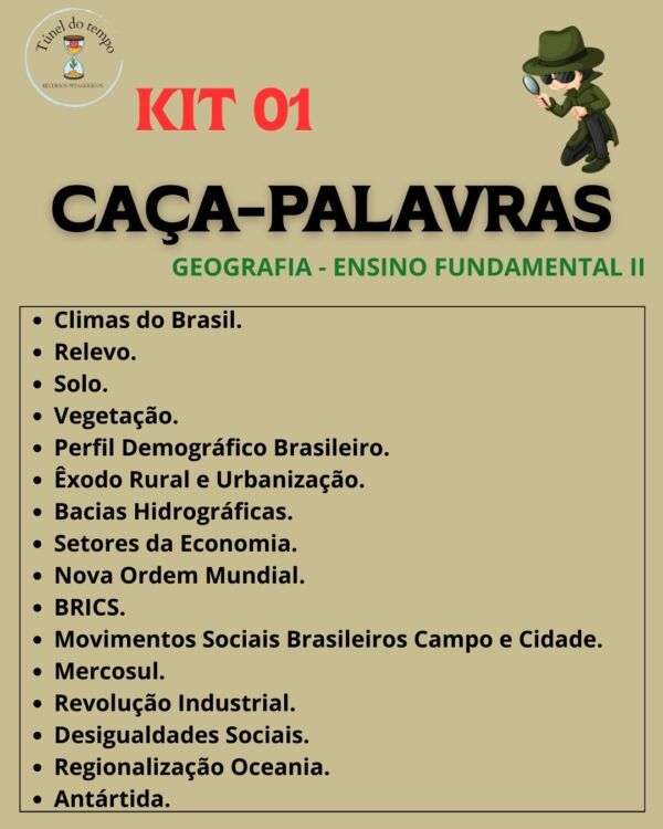Kit 01 Caça-Palavras Geografia