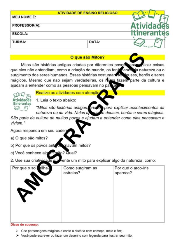 Mini Apostila de Ensino Religioso para 5⁰ ano - Image 2