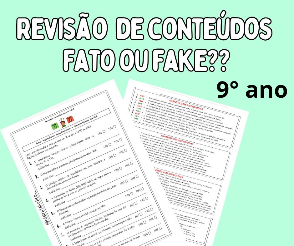 Revisão de conteúdos Fato ou Fake 9⁰ ano