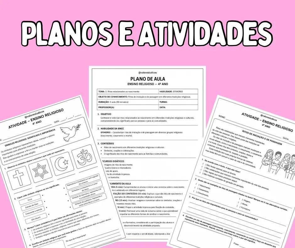 Planos de aulas e atividades Ensino Religioso 4⁰ ano - Imagem 2