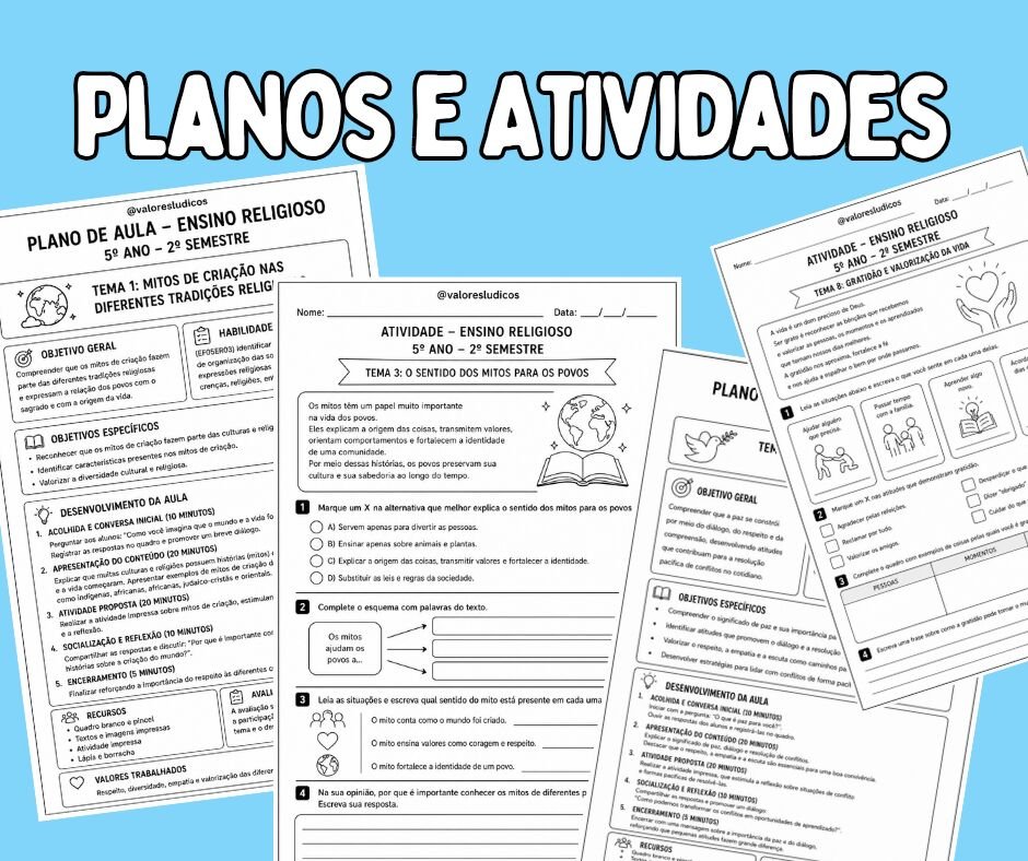 Planos de aulas e atividades Ensino Religioso 5⁰ ano - Imagem 2