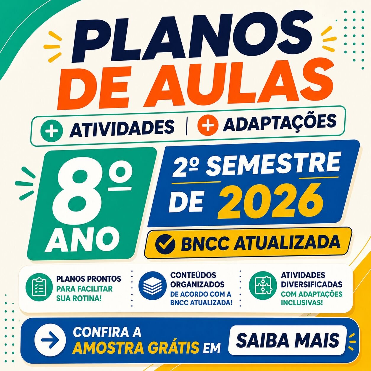 Combo Planos de aulas + atividades 8⁰ ano – 2⁰ Semestre