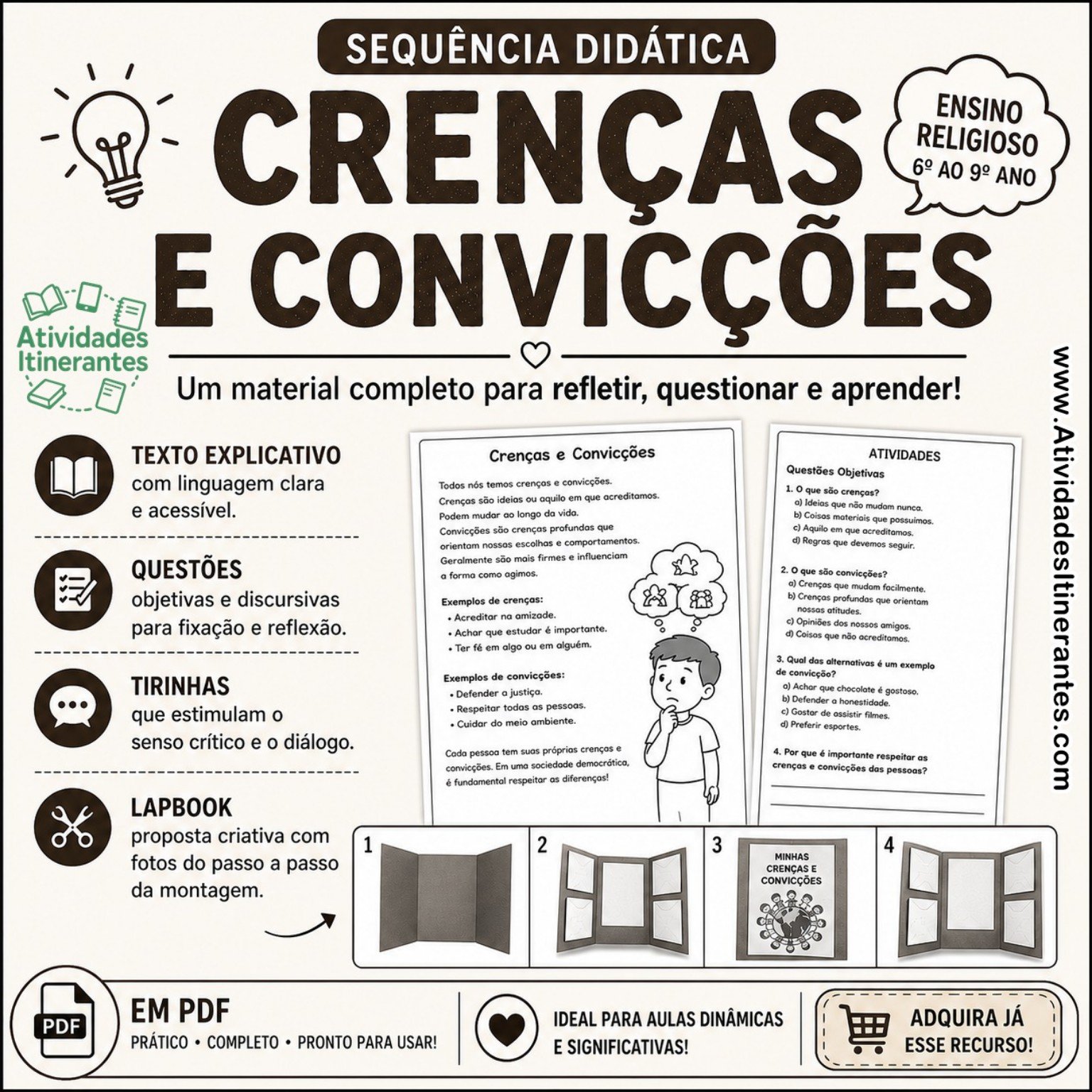 SEQUÊNCIA DIDÁTICA – CRENÇAS E CONVICÇÕES | ENSINO RELIGIOSO (6º ao 9º ANO)
