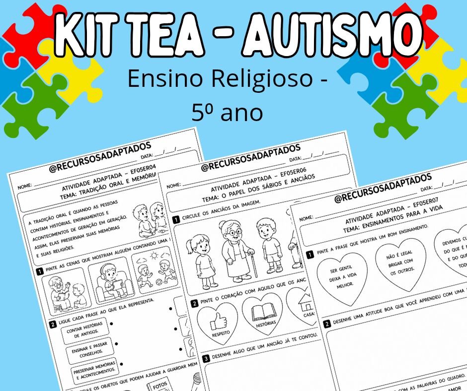 Atividades para Autistas 5⁰ ano – Ensino Religioso